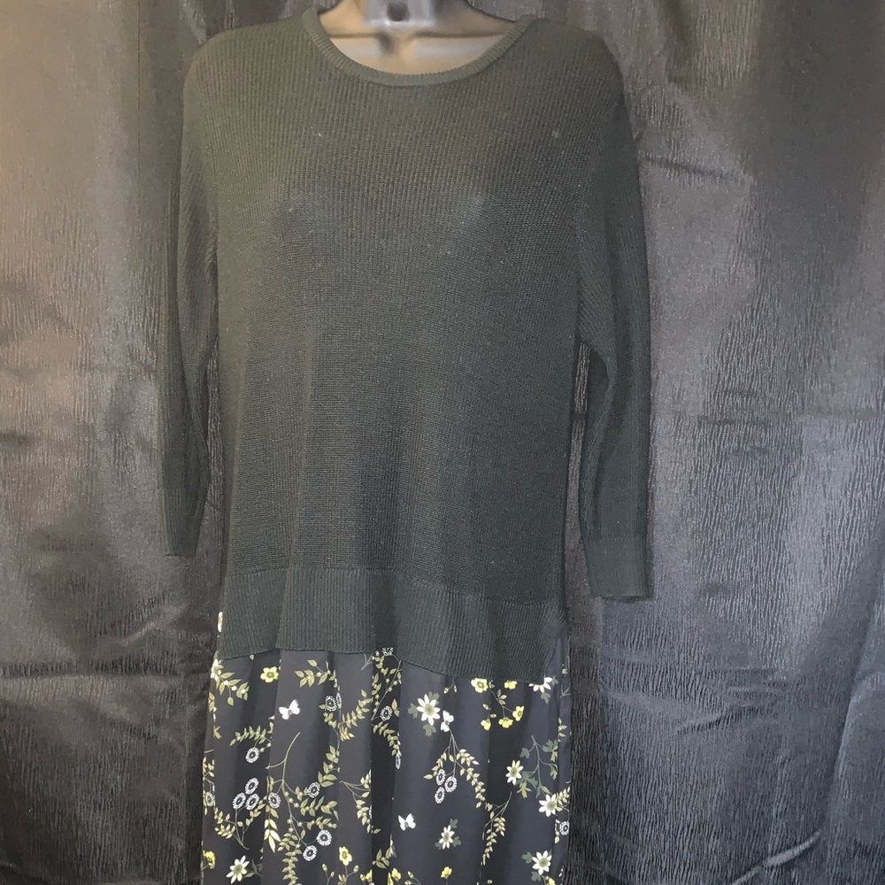 Black sweater with sheer floral layer